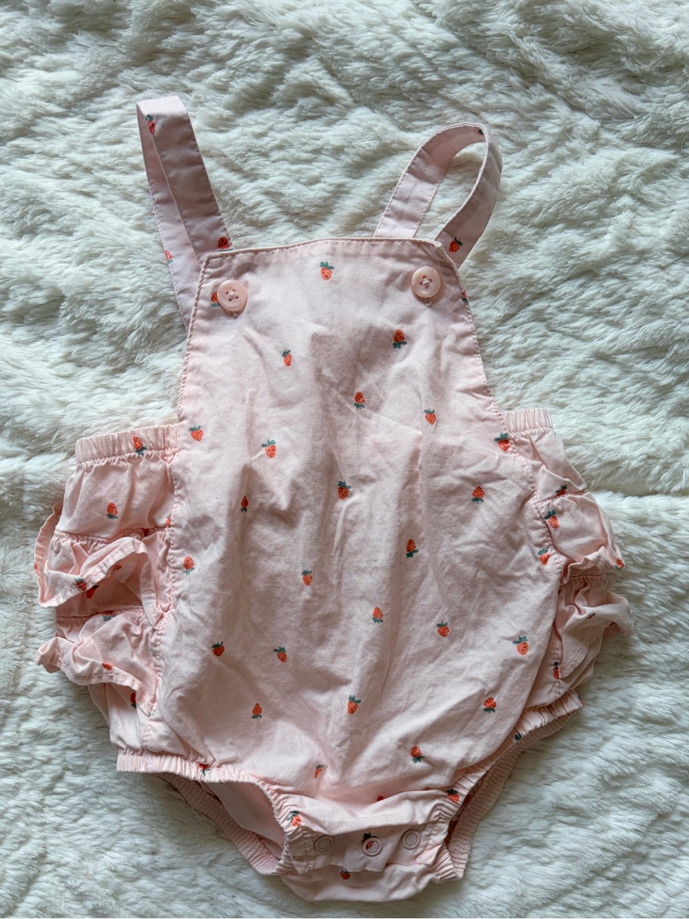 Carter's Light Pink Strawberry Print Baby Romper